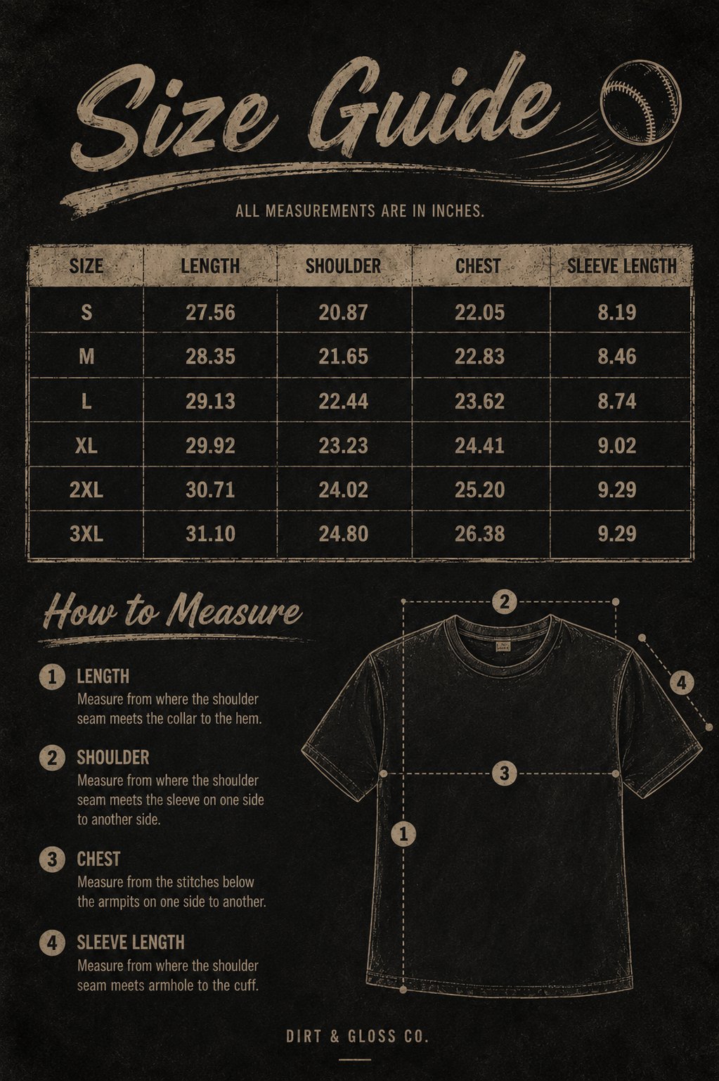 Raising Ballers — Softball Mom Tee size chart