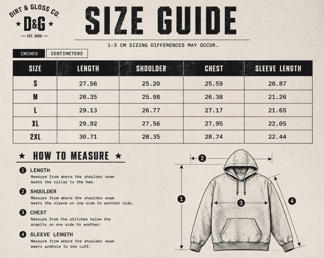 LET THEM TALK — Heavyweight Hoodie size chart